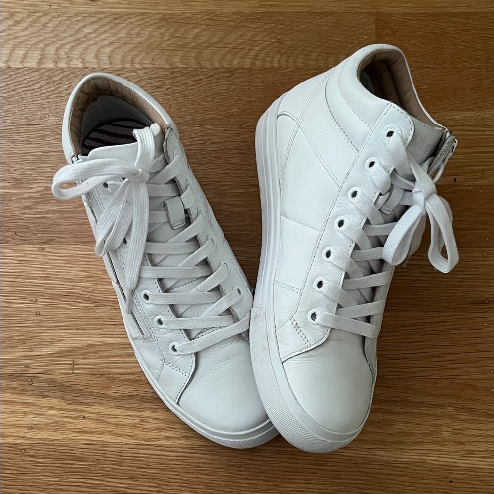 Taos Union White Zip-Up Leather High-Tops